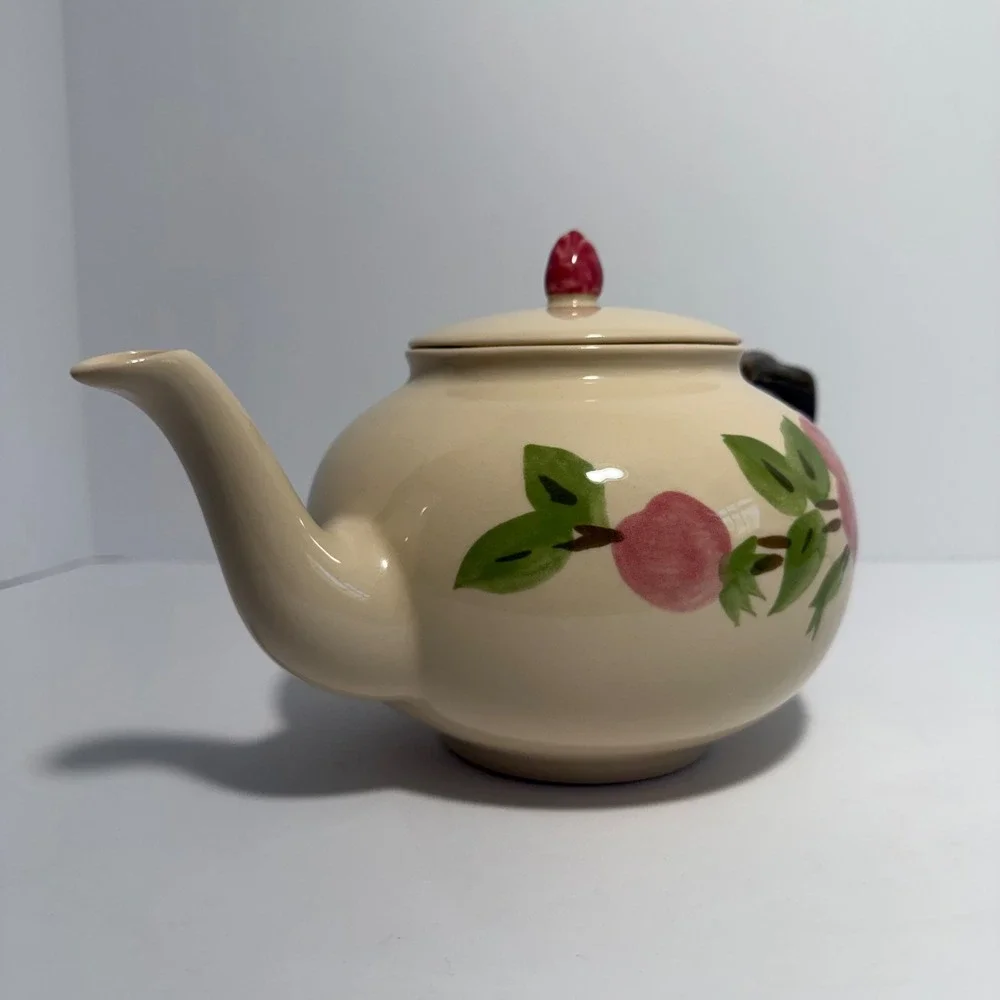 Franciscan Desert Rose Teapot with Lid Hand Painted Made in USA Vintage Ceramic